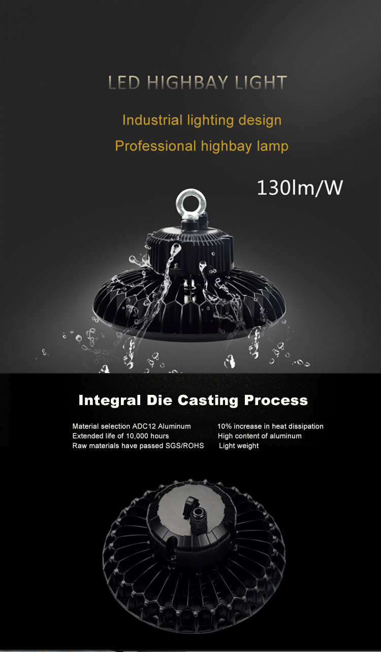 Industrial Warehouse Lamp 80w 100w 120w 150w 200w 250w Led Linear UFO Led High Bay Light
