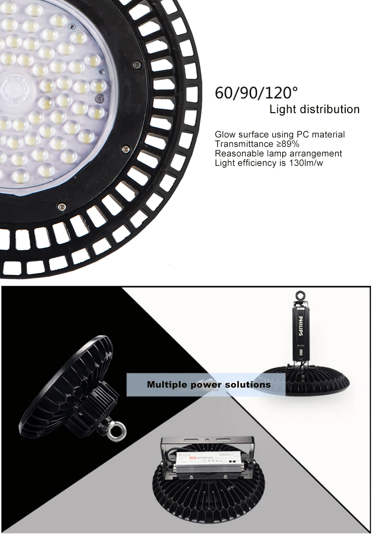 Industrial Warehouse Lamp 80w 100w 120w 150w 200w 250w Led Linear UFO Led High Bay Light